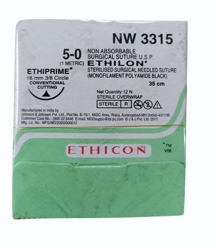 Ethicon Ethiprime Nw3315 5 0 Ethilon Suture Surgical Stainless Steel