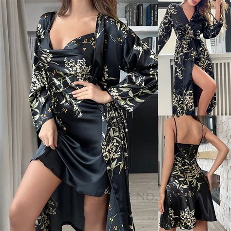 Rayon Kimono Robe Gown Satin Kimono Robe Gown Rayon Nightgown Suit