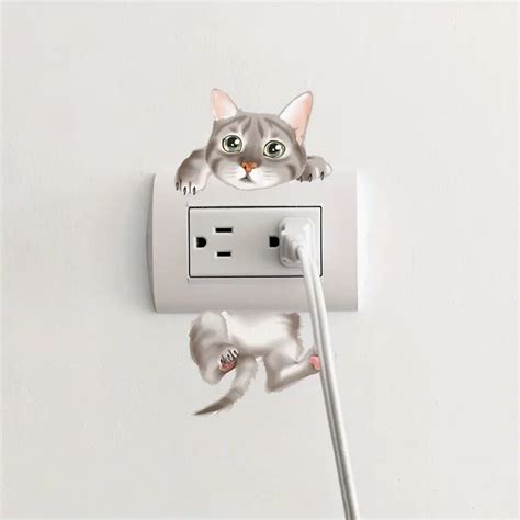 Funny Cute Cat Light Switch Vinyl Decal Sticker Decals Light Temu