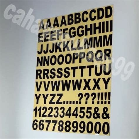 Jual Sticker Huruf Abjad Alphabet Nomor Angka Hitam Font ARIAL 3cm X 3