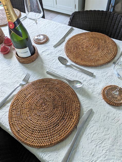 Round Honey Rattan Placemats