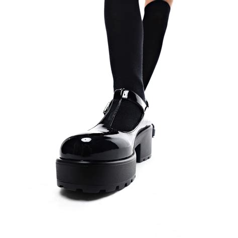 Black Patent Chunky Platform Mary Jane Shoes – KOI footwear