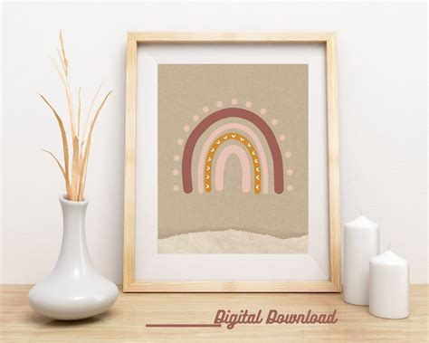 Boho Rainbow Wall Art, Rainbow Print, Neutral Wall Art, Boho Rainbow ...