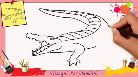 Come disegnare un coccodrillo FACILE passo per passo per bambini - YouTube