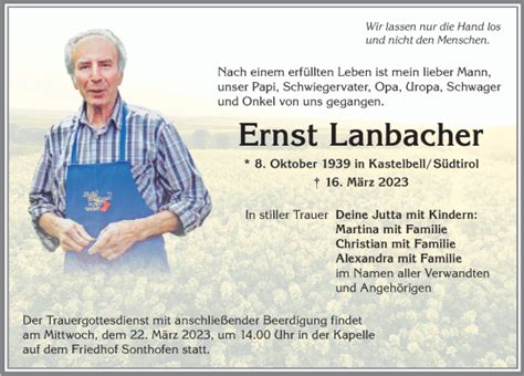 Traueranzeigen Von Ernst Lanbacher Allg Uer Zeitung