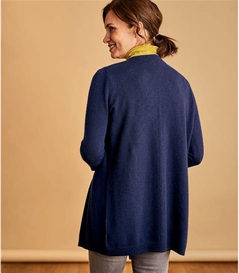 Navy Womens Cashmere Merino Waterfall Cardigan Woolovers Uk