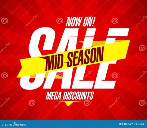 Mid Season Sale With Ribbon And Rays Stock Vector Illustration Of