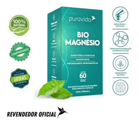 Suplemento Pura Vida Premium Bio Magnesio Caps Mercadolivre