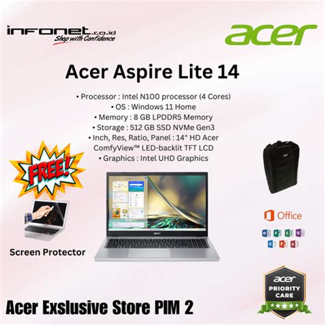 Jual Acer Aspire 3 Lite N100 8gb 512gb 14 Fhd Ips Win11 Ohs21 8gb