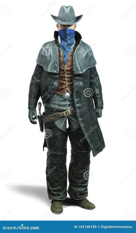 Portrait of a Male Cowboy Outlaw Stock Illustration - Illustration of ...