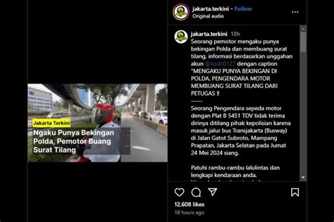 Foto Video Viral Pengendara Motor Mengamuk Hingga Buang Surat Tilang