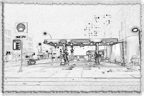 Gas Station Sketch at PaintingValley.com | Explore collection of Gas ...