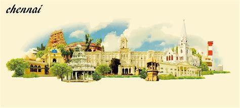 Beautiful Watercolor Painting of Chennai City Wallpaper Mural - Magic ...