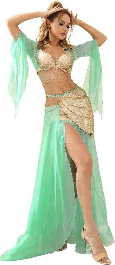 Royal Smeela Professional Belly Dance Costume For Women Green Belly