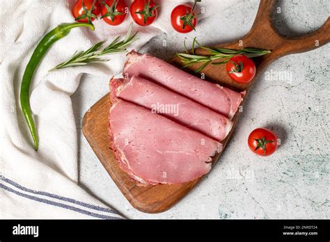 Beef Salami On A Wooden Serving Board Dried Smoked Ribeye Salami Top