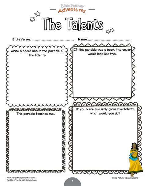 Parable Of The Talents Activity Sheets