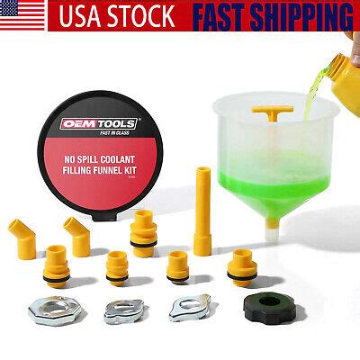 Spill Proof Radiator Coolant Filling Funnel Kit 15 Pcs Cooling System