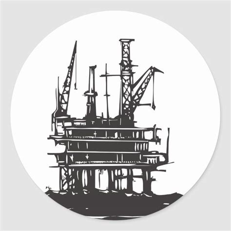 Offshore Oil Rig Classic Round Sticker Size Small 1½ Inch Color