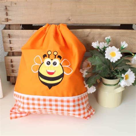 Bolsa De Merienda Naranja Bordada Colecci N Abeja Bolsa De Merienda