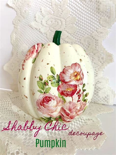 Pumpkin Home Decor Shabby Chic Decoupage Decorative Pumpkin Etsy