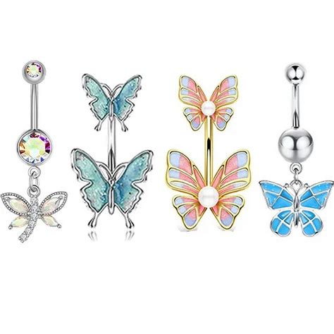 Pc Claw Belly Button Piercing Set Surgical Steel Crystal Belly