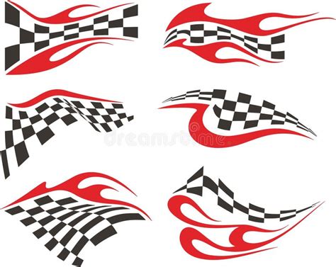 Vector Racing Flame Designs With Checkered Flags Stock Illustration