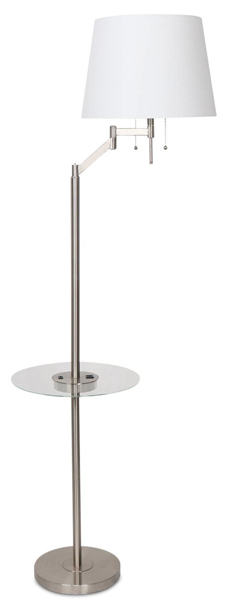 Kort & Co. Joss 61" Brushed Steel Floor Lamp with USB Charging and ...