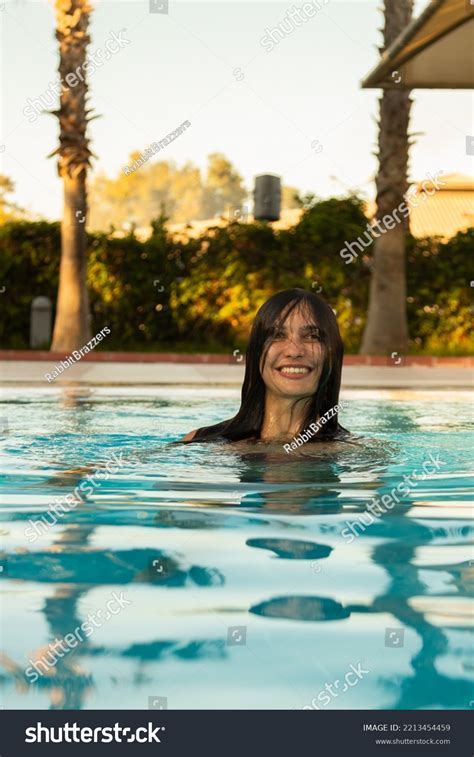 Sexy Brunette Brown Bathing Suit Pool Stock Photo Shutterstock