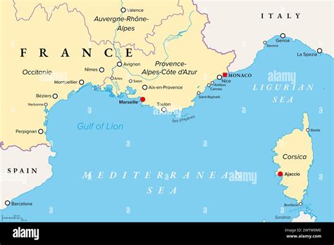 cote sud de la france carte politique partie la  meridionale de