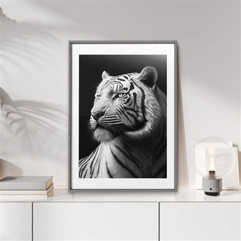 FAUNA White Tiger Wall Art Wildlife Animal Contemporary Minimalist ...