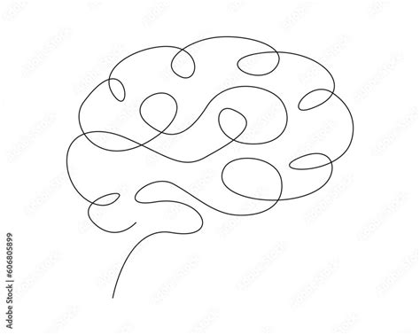 Continuous One Line Drawing Of Human Brain Brain Line Art Vector Illustration Psychology Idea