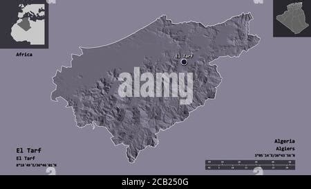 El Tarf Provincia De Argelia Mapa De Altura En Color Con Lagos Y R Os