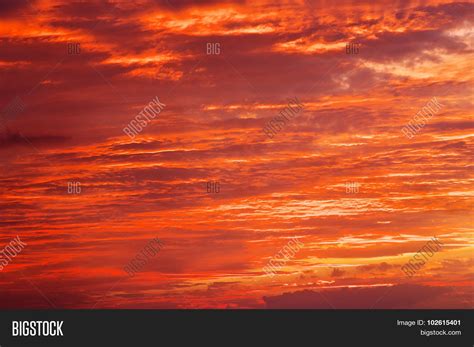 Fiery Orange Sunset Sky Bright Orange Red And Yellow Colors Sunset