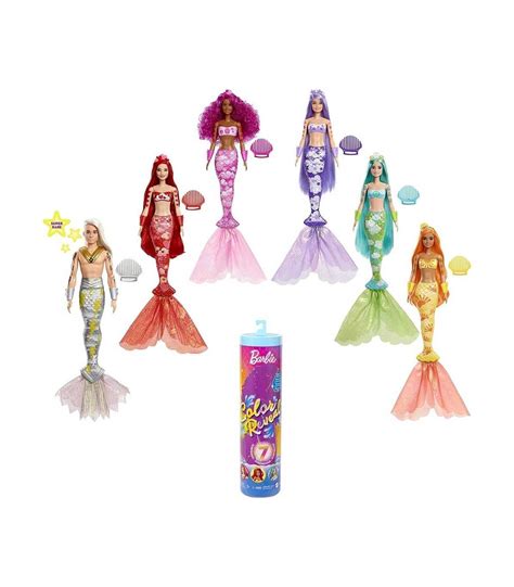 Barbie Muñeca Sirena Color Reveal Serie Sirenas Arcoíris 7 Sorpresas