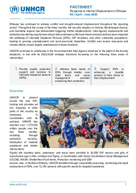 Document UNHCR Ethiopia Factsheet For Response To Internal