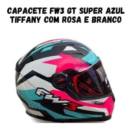 Capacete Fechado Fw Gt Super Azul Tiffany Rosa E Branco Frete Gr Tis