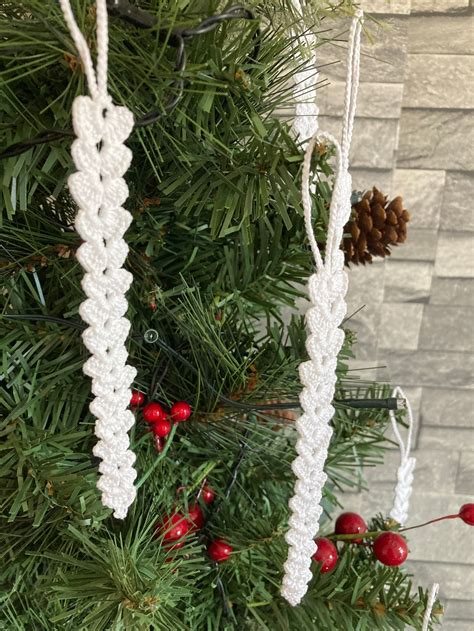 Handmade Crochet Icicle Christmas Tree Decorations Set Of 6 Etsy