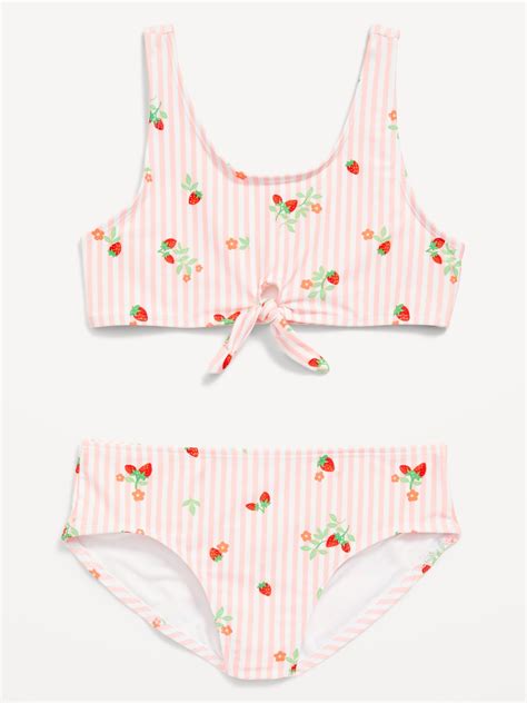 Old Navy Tie Front Bikini Swim Set For Girls Pink 566765002