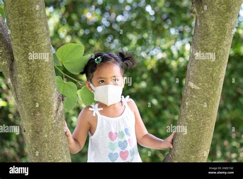 Beautiful Southeast Asian Female Standing Between The Trees In