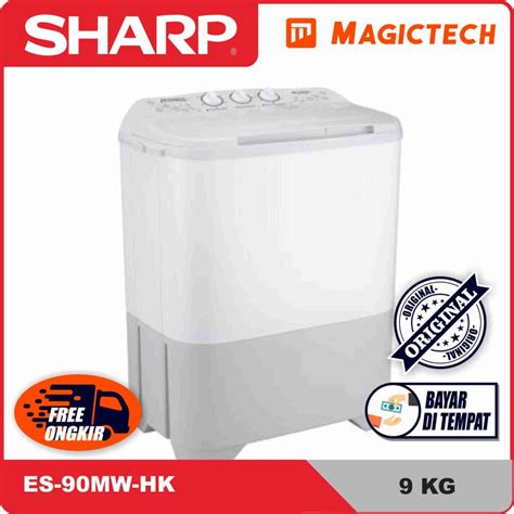 Jual MESIN CUCI SHARP 9 KG ES T90MW HK 2 TABUNG MANUAL ABU GRAY