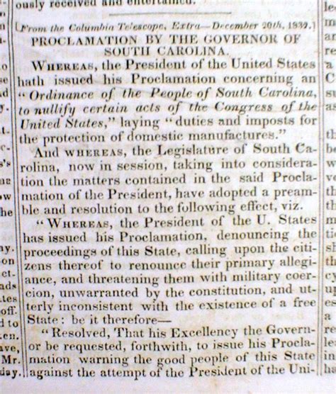 1833 Newspapers Andrew Jackson PRE CIVIL WAR Nullification Crisis South ...