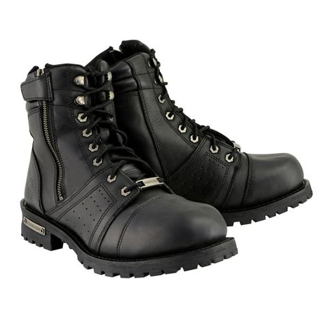 Milwaukee Leather Mbm9000w Mens Black Lace Up Wide Width Motorcycle Leather Boots With Side