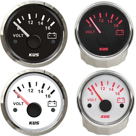 Kus Marine Waterproof Pointer Type Volt Meters White Bezel Voltage