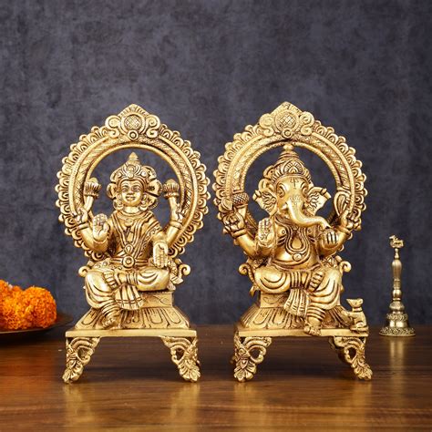 Brass SuperFine Ganesh Lakshmi idols 9.5" – Budhshiv.com