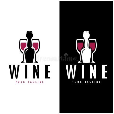 Wine Logo With Wine Glasses And Bottles For Night Clubs Bars Cafe And