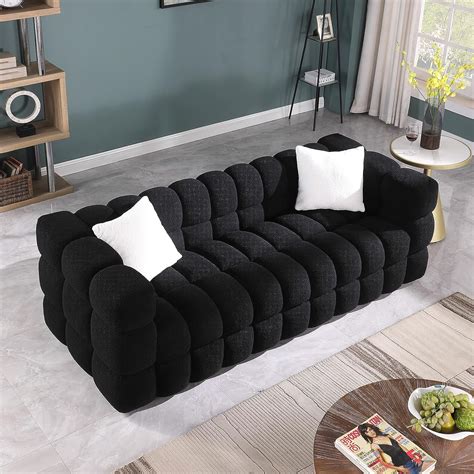 Amazon Kevinplus Cloud Black Sofa Couch Boucle Chesterfield