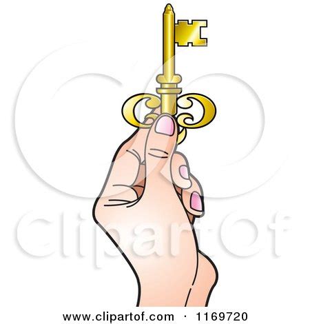 Clipart of a Womans Hand Holding a Gold Skeleton Key - Royalty Free Vector Illustration by Lal ...