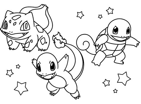 Squirtle Charmander Bulbasaur Coloring Pages