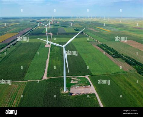 Electricity Generating Wind Turbine Aerial View Aerial Image Of Giant