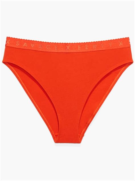 Savage X Cotton High Leg Bikini Panty In Orange Red Savage X Fenty